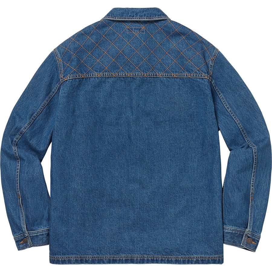 Details on Diamond Stitch Denim Chore Coat Washed Blue from fall winter
                                                    2018 (Price is $238)