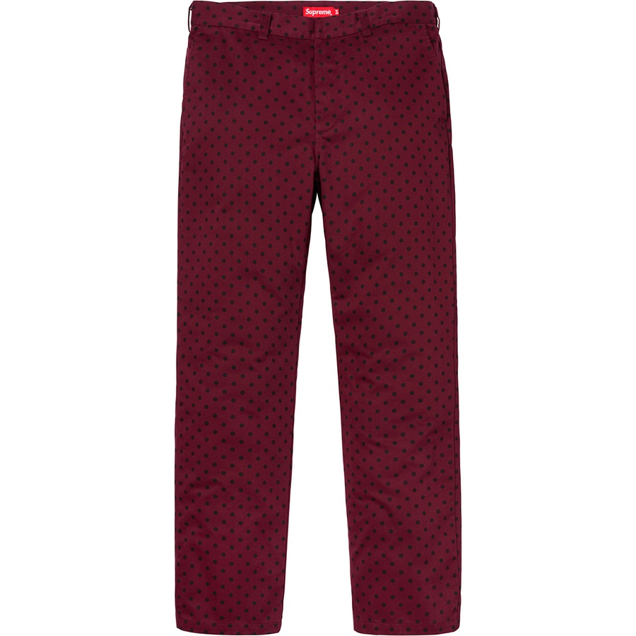 Supreme Work Pant (FW18) - Burgundy Polka Dot - $118