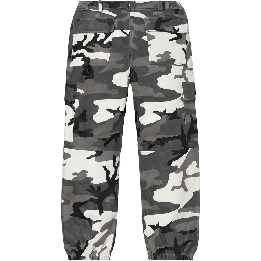 Details on Leather Cargo Pant Snow Camo from fall winter
                                                    2018 (Price is $498)