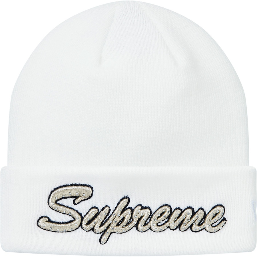 Details on New Era Script Beanie White from fall winter
                                                    2018 (Price is $38)