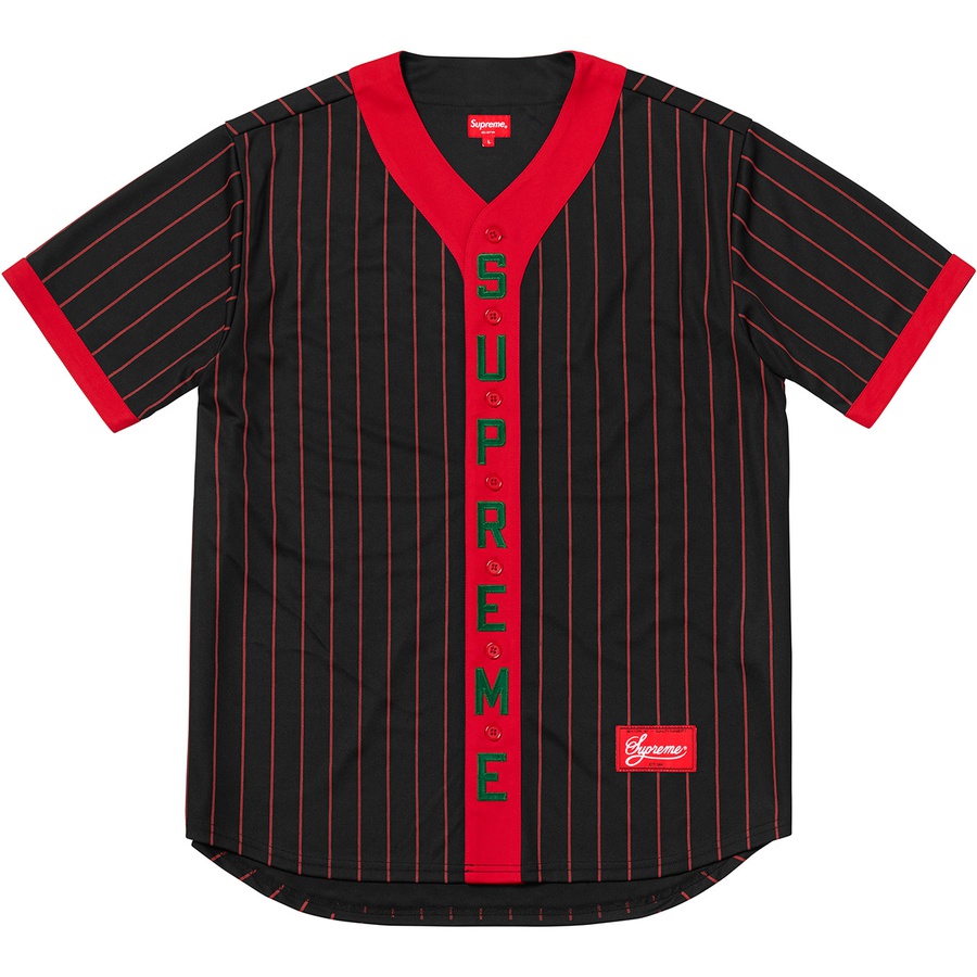 Supreme Vertical Logo Baseball Jersey (FW18) - Red - $118