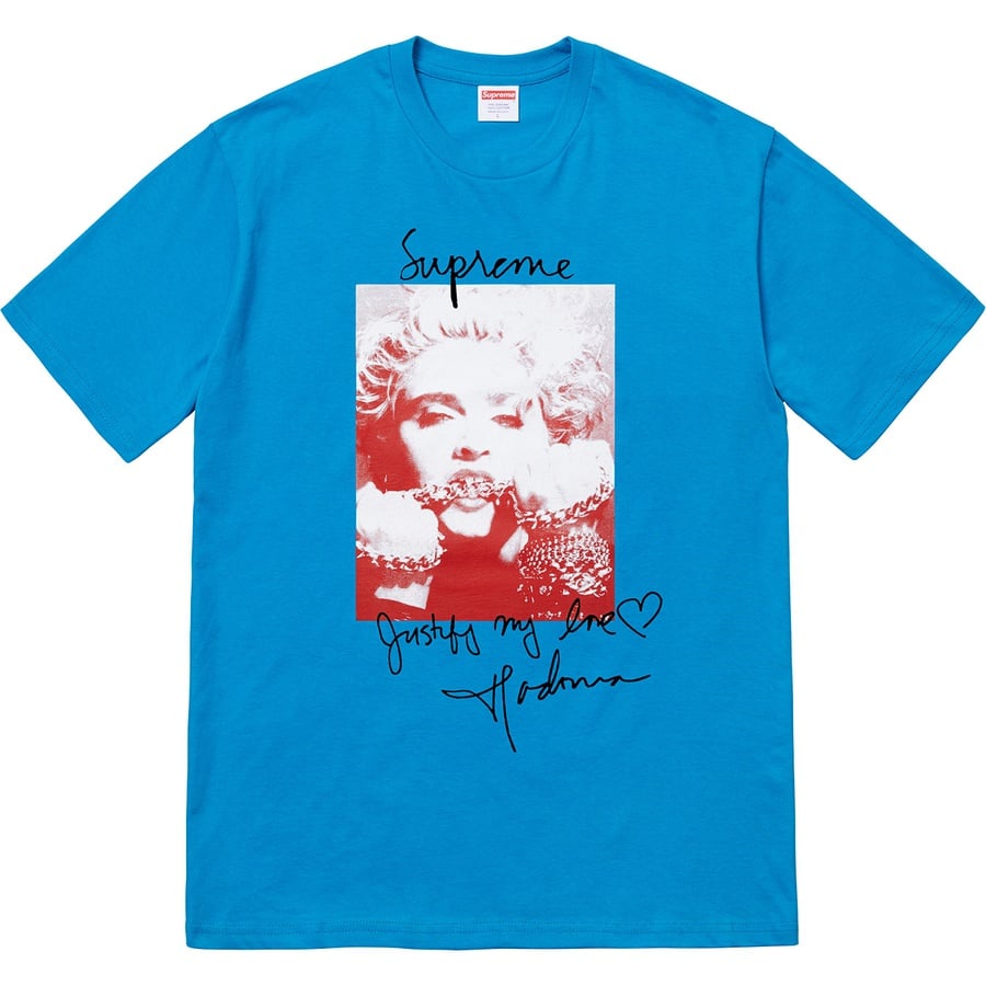 Details on Madonna Tee Bright Blue from fall winter
                                                    2018 (Price is $48)