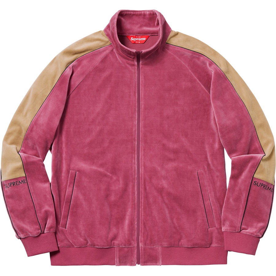 Details on Velour Track Jacket Pink from fall winter 2018 (Price is $148)