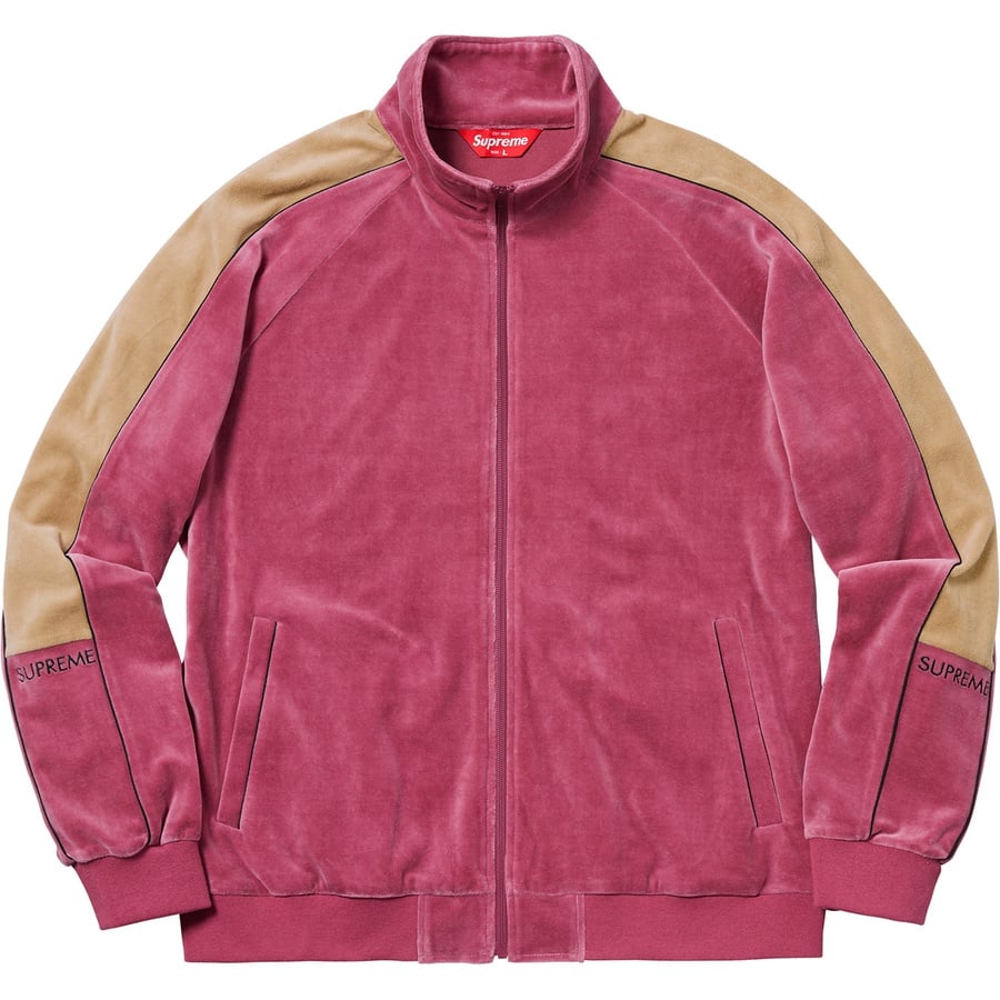 Details on Velour Track Jacket Pink from fall winter
                                                    2018 (Price is $148)