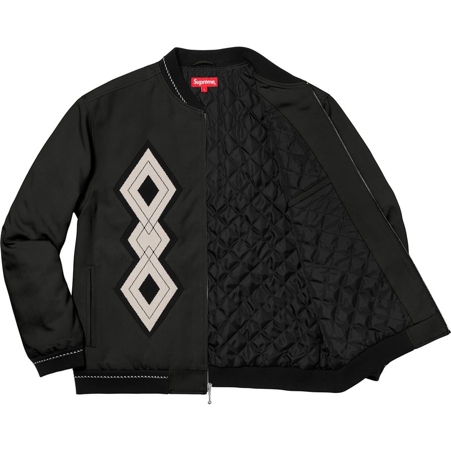 Details on Diamond Rayon Bomber Black from fall winter
                                                    2018 (Price is $188)