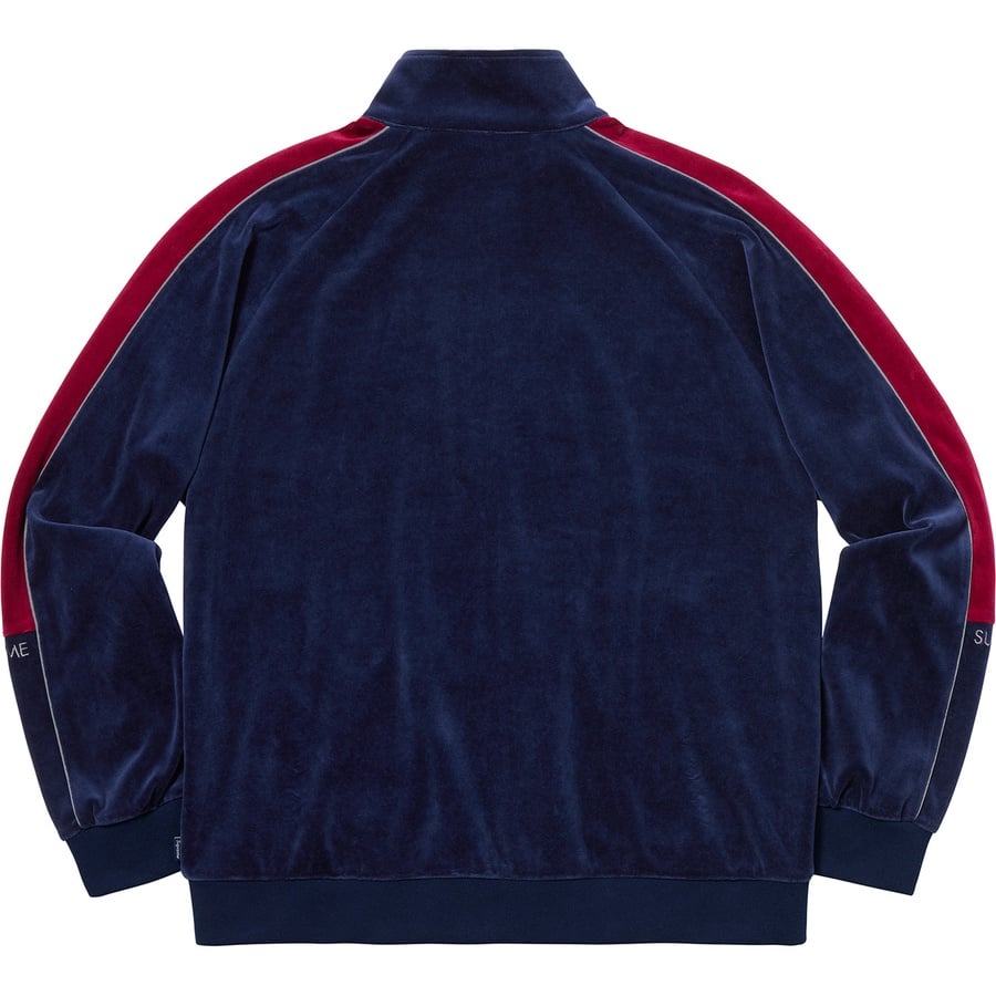 Details on Velour Track Jacket Navy from fall winter
                                                    2018 (Price is $148)