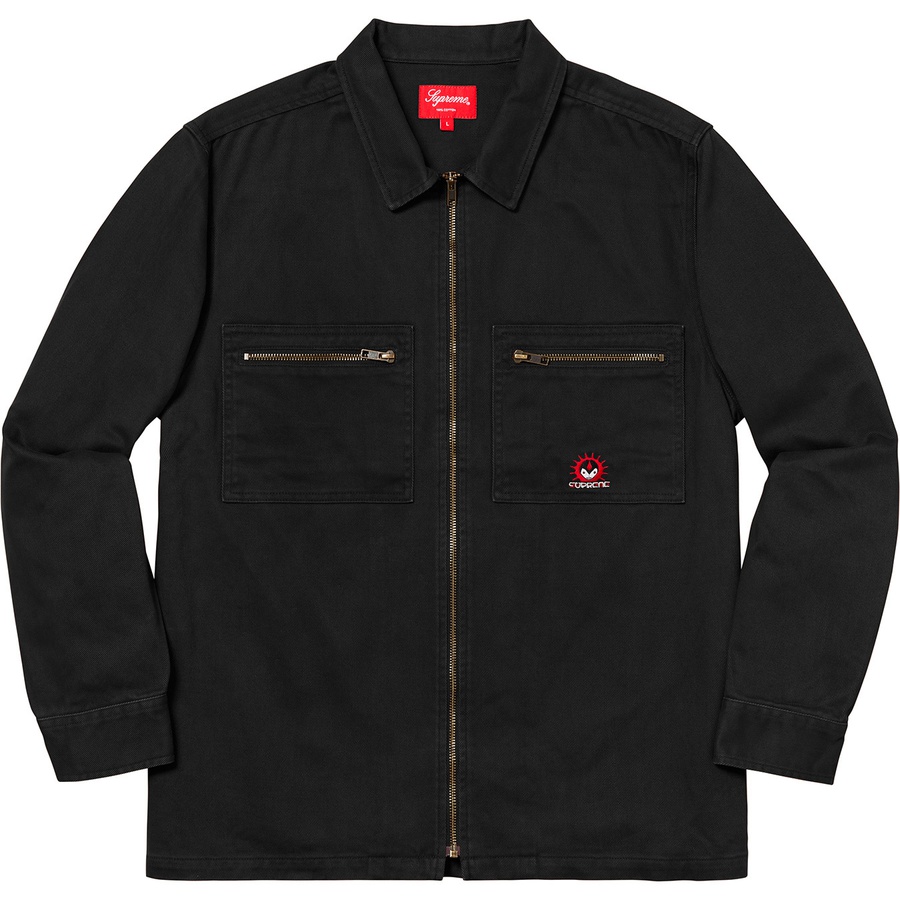 Details on Vampire Denim Zip Up Shirt Black from fall winter 2018 (Price is $138)