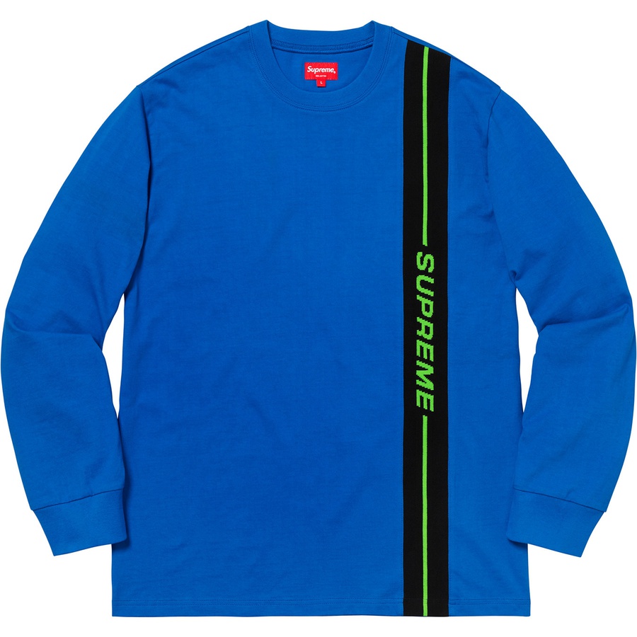 Supreme Vertical Logo Stripe L S Top (FW18) - Royal - $98
