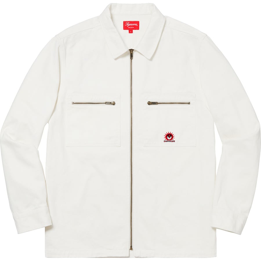 Details on Vampire Denim Zip Up Shirt Off-White from fall winter
                                                    2018 (Price is $138)