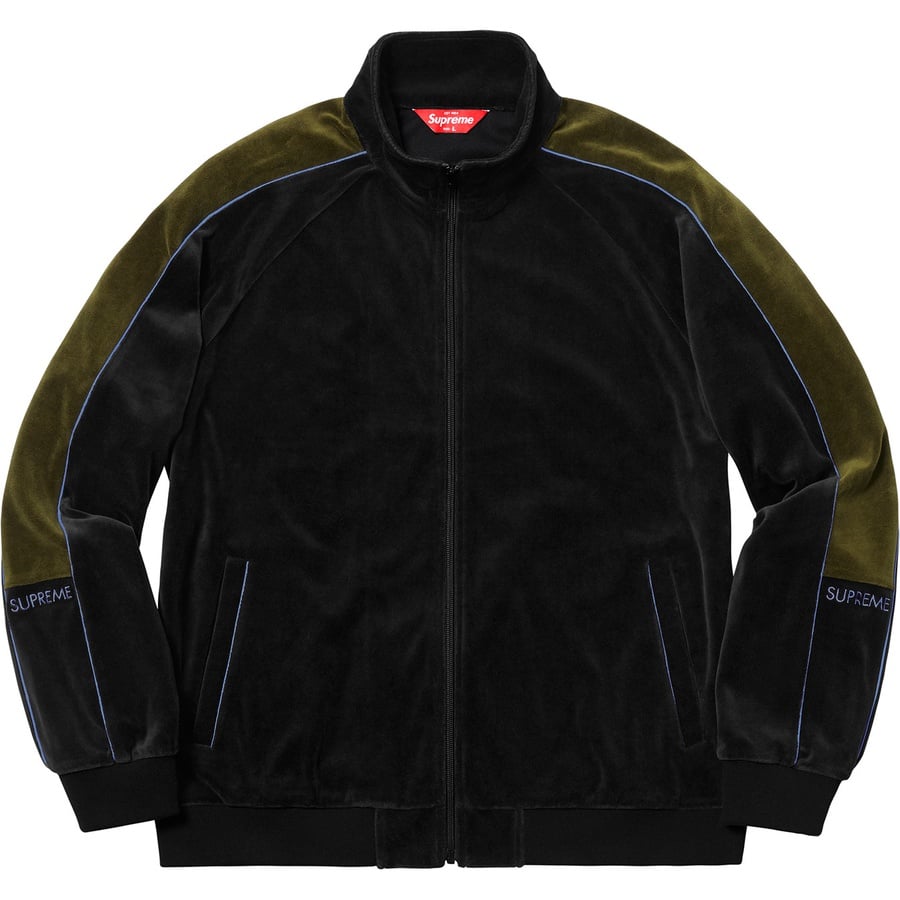 Details on Velour Track Jacket Black from fall winter
                                                    2018 (Price is $148)