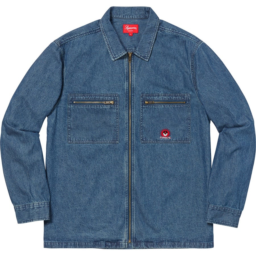 Details on Vampire Denim Zip Up Shirt Blue Denim from fall winter
                                                    2018 (Price is $138)