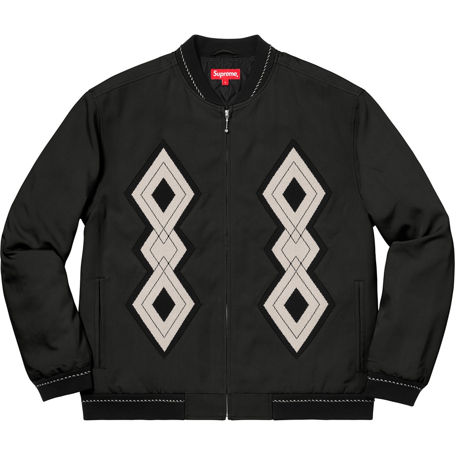 Details on Diamond Rayon Bomber Black from fall winter
                                                    2018 (Price is $188)