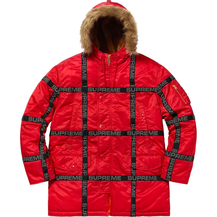 Details on Logo Tape N-3B Parka Red from fall winter 2018 (Price is $378)