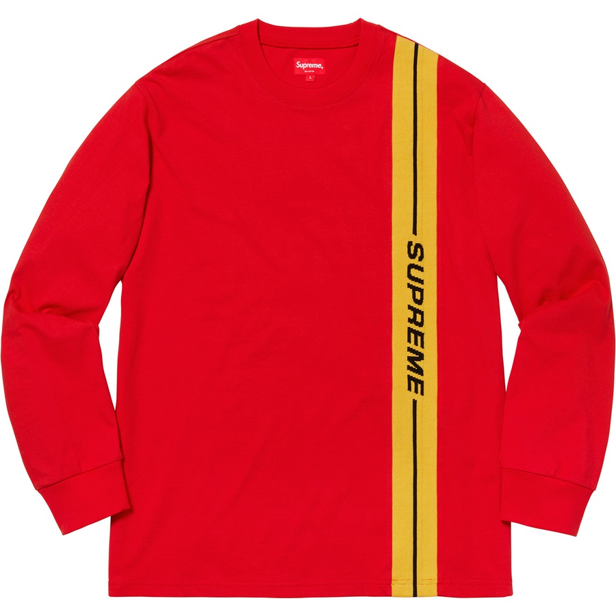 Details on Vertical Logo Stripe L S Top Red from fall winter 2018 (Price is $98)