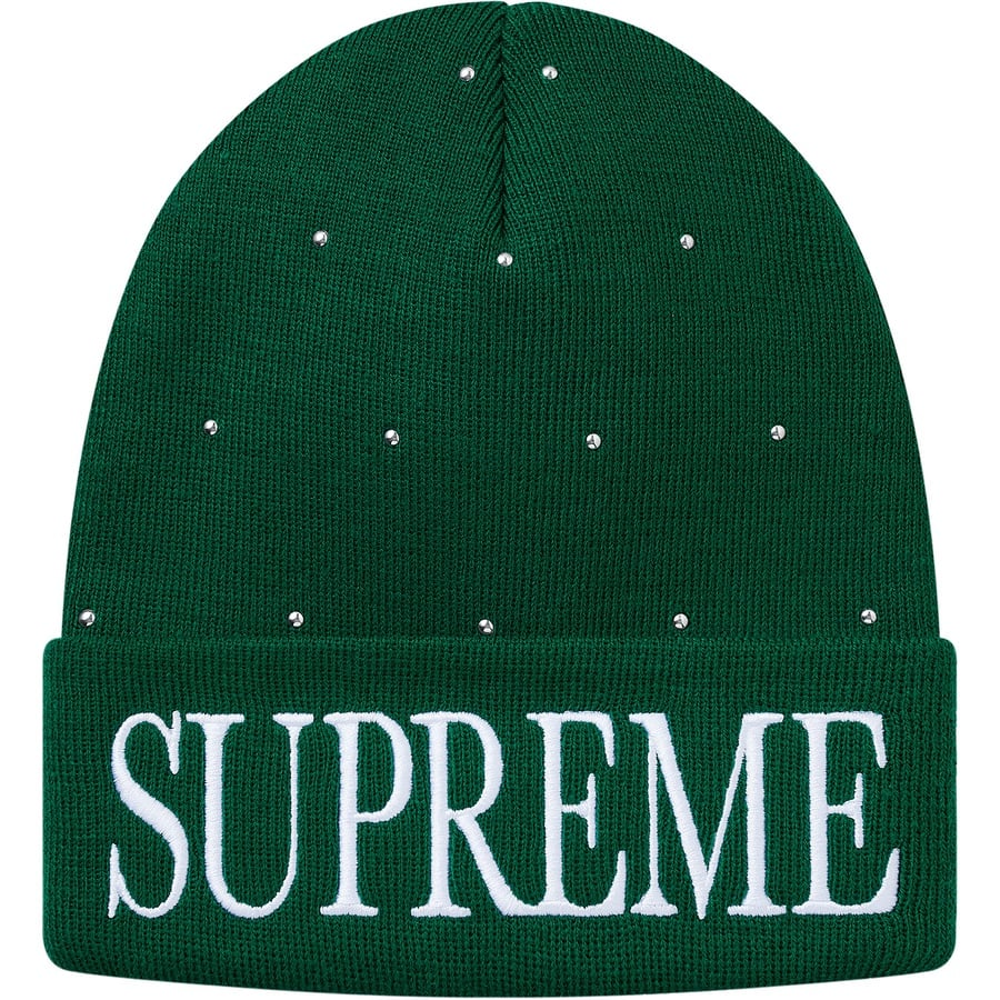 Details on Studded Beanie Dark Green from fall winter 2018 (Price is $36)