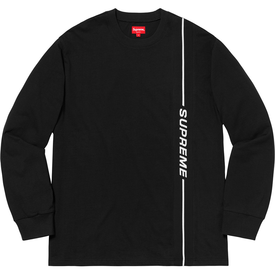 Details on Vertical Logo Stripe L S Top Black from fall winter 2018 (Price is $98)