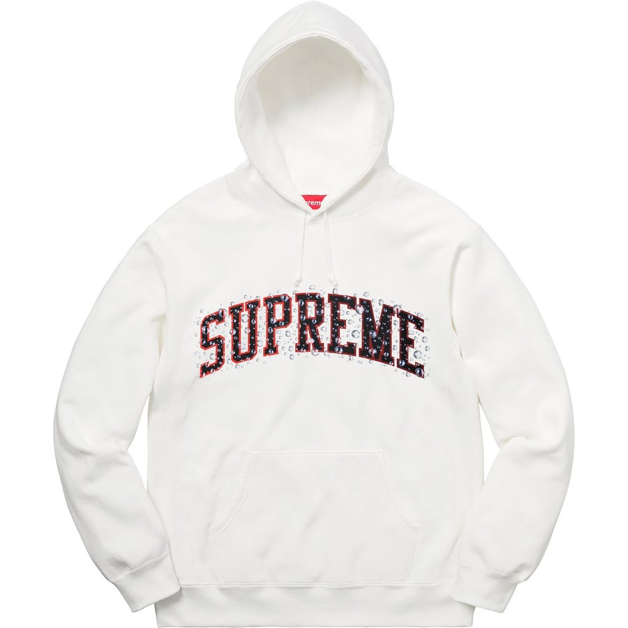 Details on Water Arc Hooded Sweatshirt White from fall winter 2018 (Price is $158)