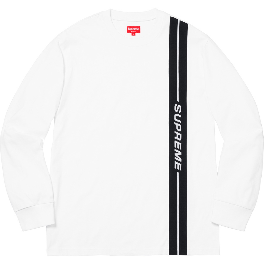 Details on Vertical Logo Stripe L S Top White from fall winter 2018 (Price is $98)