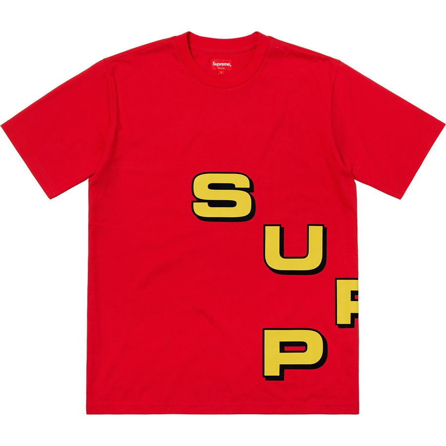 Details on Stagger Tee Red from fall winter 2018 (Price is $78)