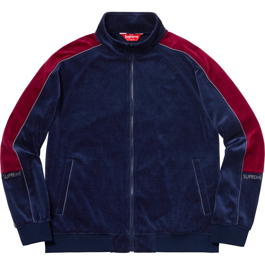 Details on Velour Track Jacket Navy from fall winter 2018 (Price is $148)