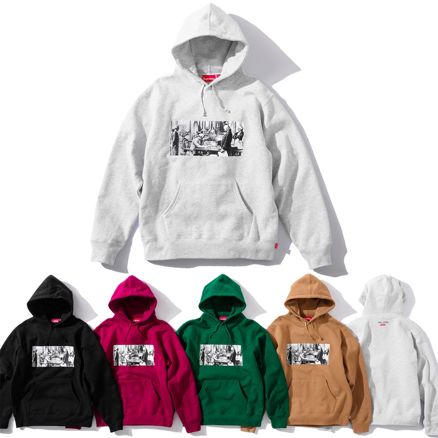 Supreme Mike Kelley Supreme Franklin Signing the Treaty of Alliance with French Officials Hooded Sweatshirt releasing on Week 3 for fall winter 2018