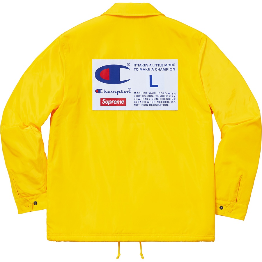 Details on Supreme Champion Label Coaches Jacket Yellow from fall winter
                                                    2018 (Price is $168)