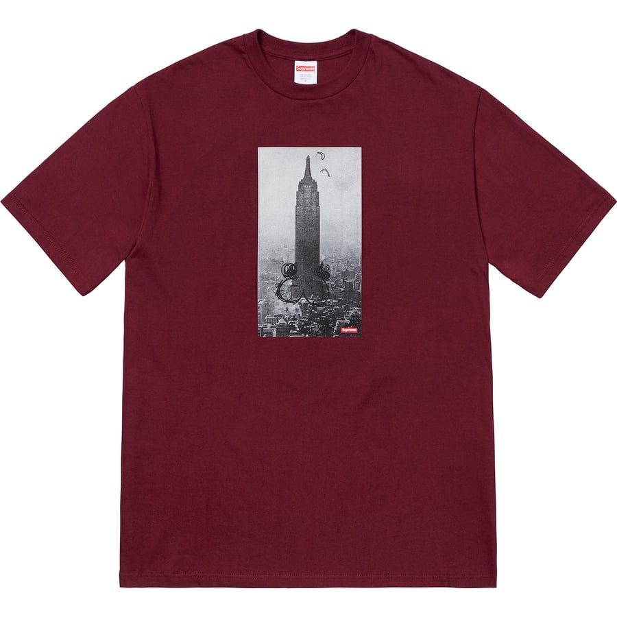 Details on Mike Kelley Supreme The Empire State Building Tee Burgundy from fall winter
                                                    2018 (Price is $48)
