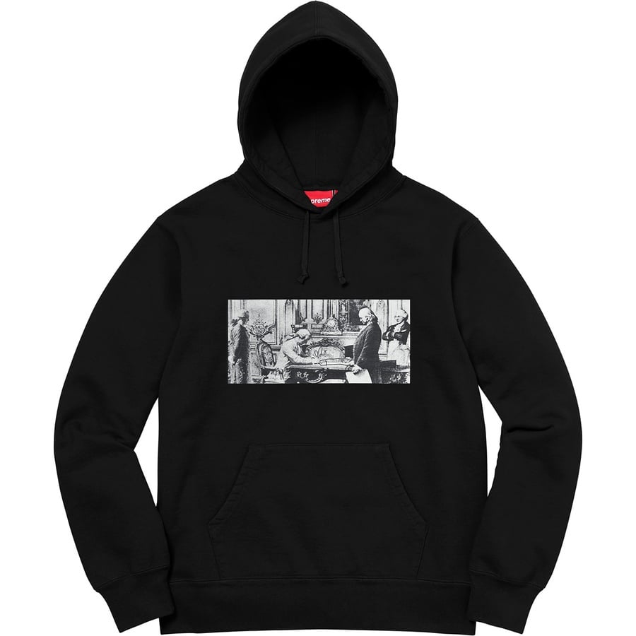Details on Mike Kelley Supreme Franklin Signing the Treaty of Alliance with French Officials Hooded Sweatshirt Black from fall winter
                                                    2018 (Price is $168)