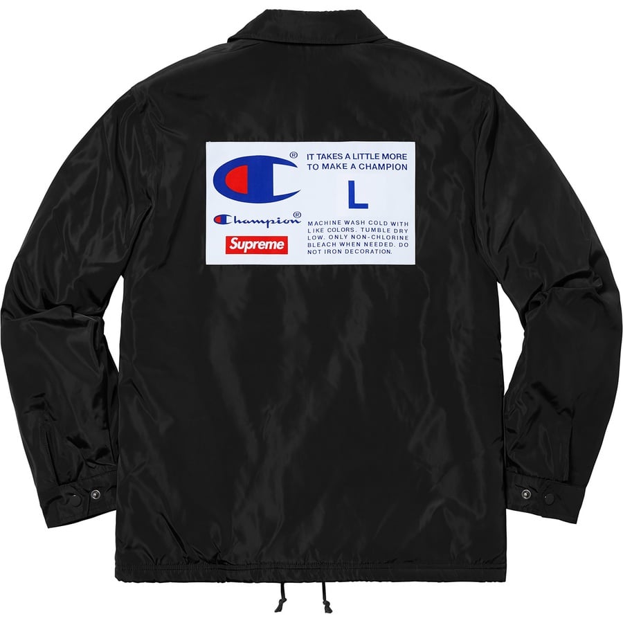 Details on Supreme Champion Label Coaches Jacket Black from fall winter
                                                    2018 (Price is $168)