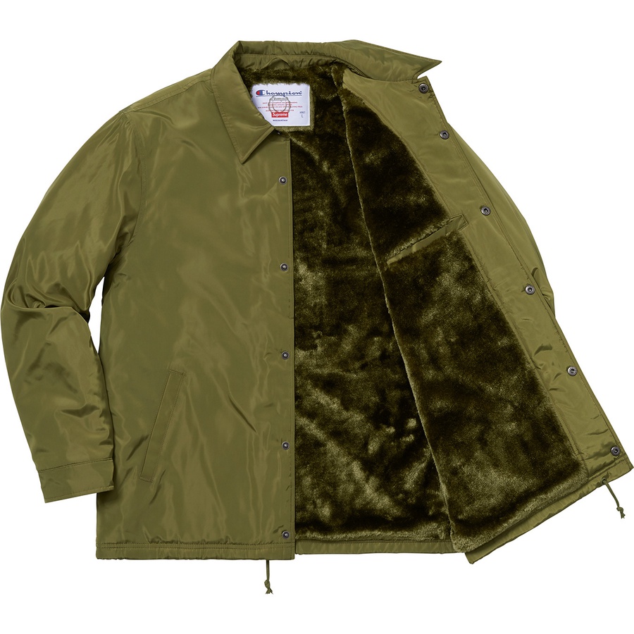 Details on Supreme Champion Label Coaches Jacket Olive from fall winter
                                                    2018 (Price is $168)