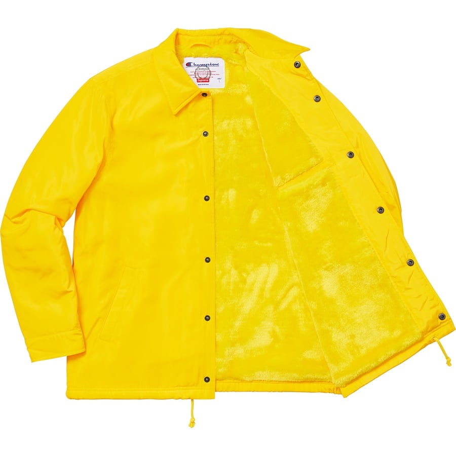 Details on Supreme Champion Label Coaches Jacket Yellow from fall winter
                                                    2018 (Price is $168)