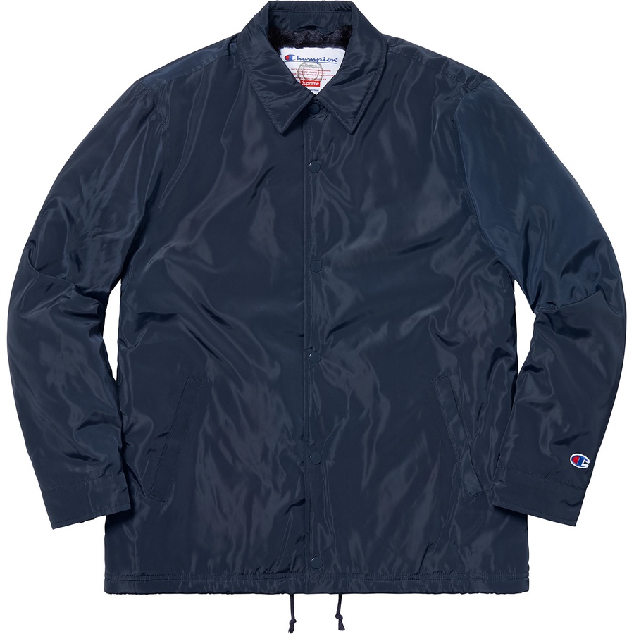 Details on Supreme Champion Label Coaches Jacket Navy from fall winter 2018 (Price is $168)