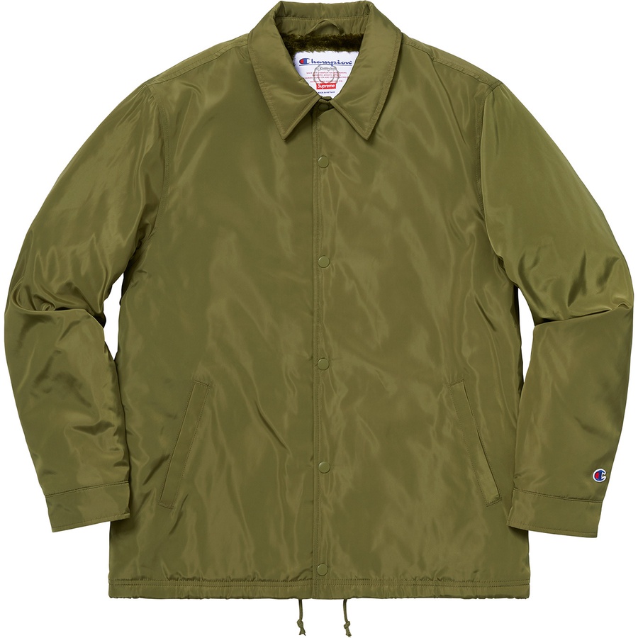 Details on Supreme Champion Label Coaches Jacket Olive from fall winter
                                                    2018 (Price is $168)