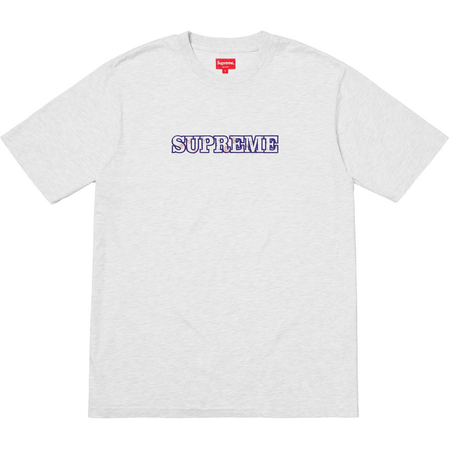 Supreme Floral Logo Tee (FW18) - Ash Grey - $78