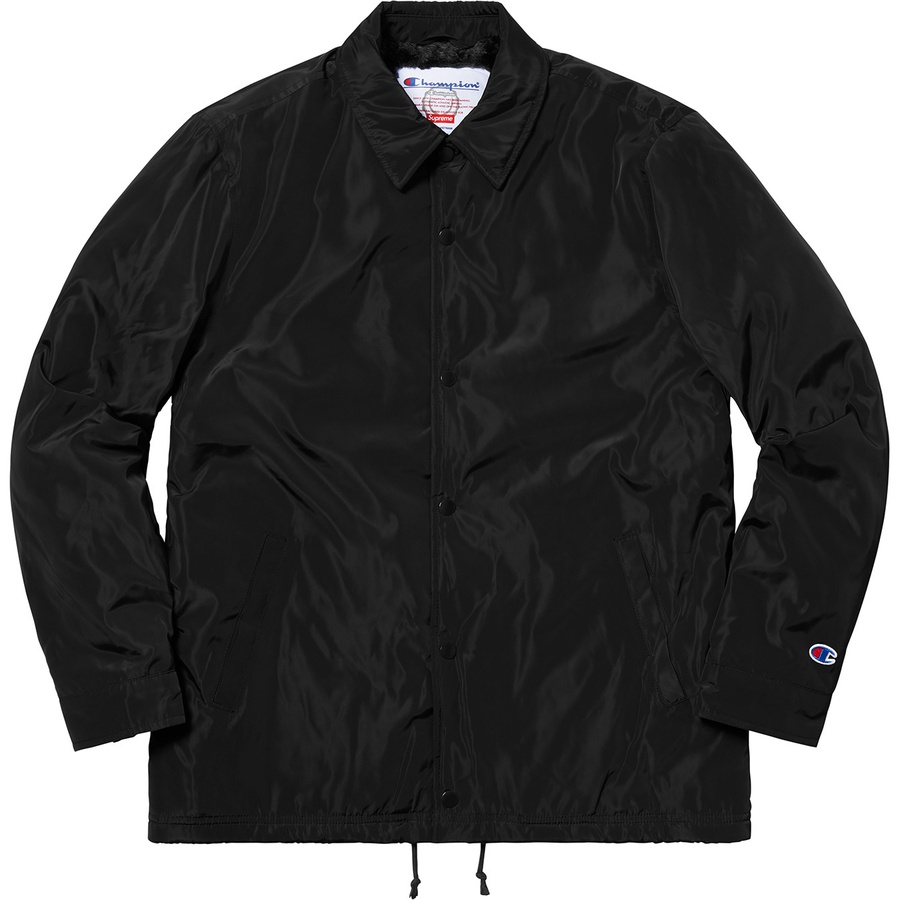 Details on Supreme Champion Label Coaches Jacket Black from fall winter 2018 (Price is $168)