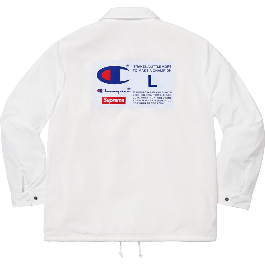 Details on Supreme Champion Label Coaches Jacket White from fall winter
                                                    2018 (Price is $168)