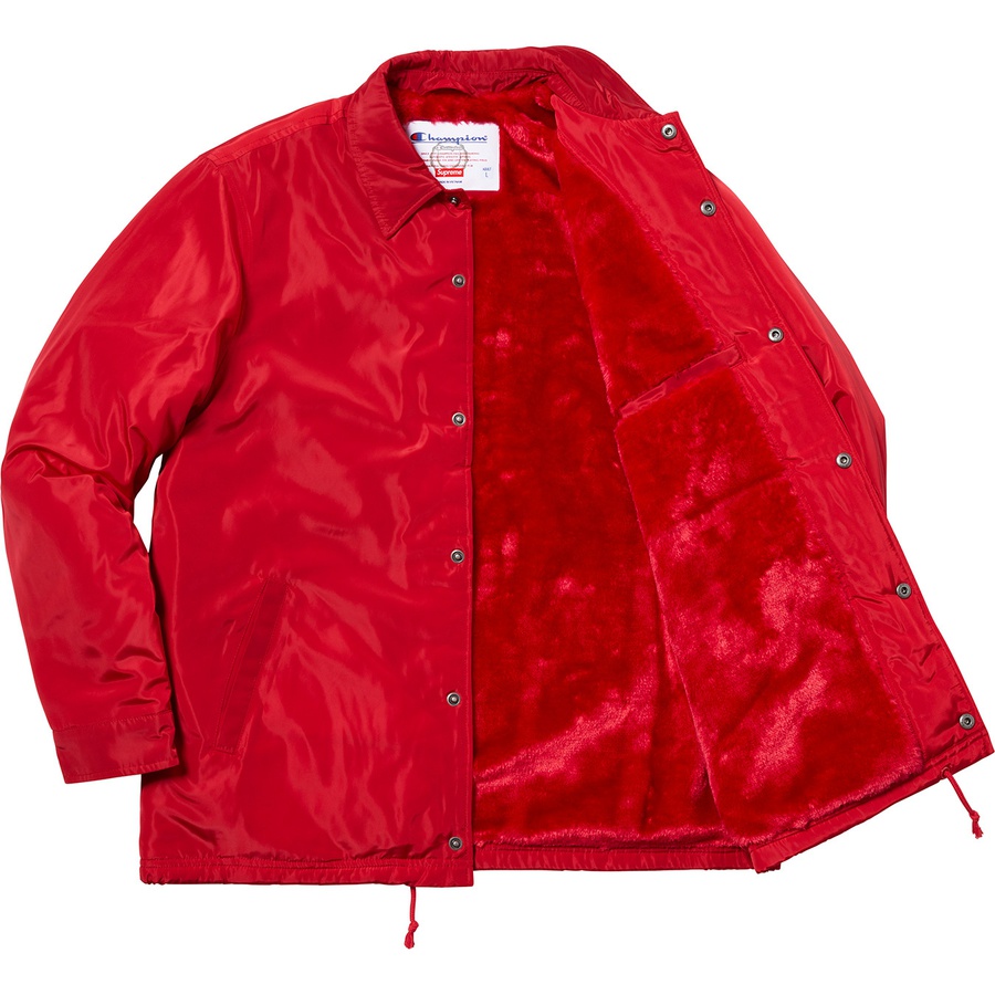 Details on Supreme Champion Label Coaches Jacket Red from fall winter 2018 (Price is $168)
