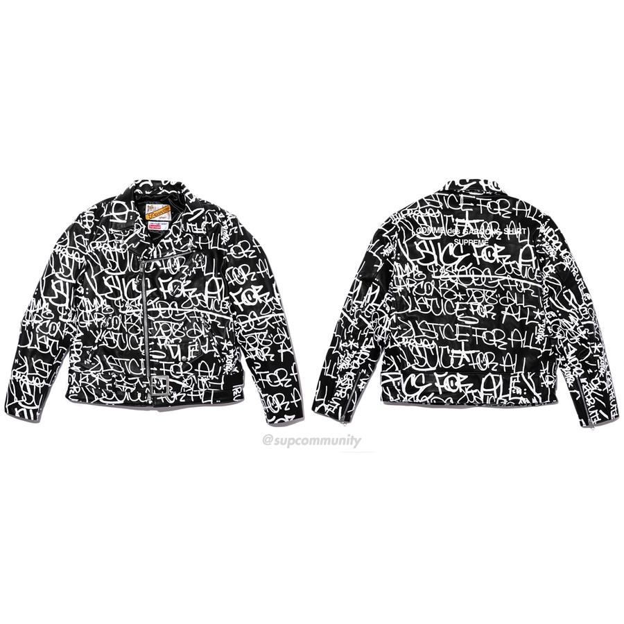 Supreme Supreme Comme des Garçons SHIRT Schott Painted Perfecto Leather Jacket released during fall winter 18 season
