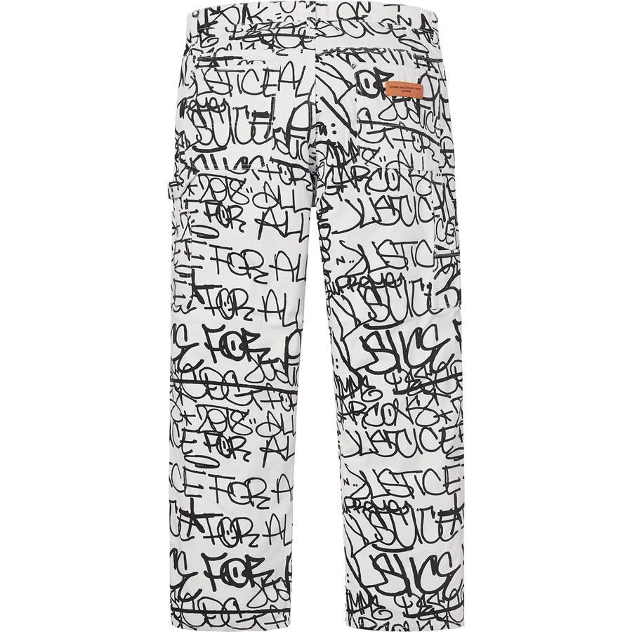 Details on Supreme Comme des Garçons SHIRT Canvas Painter Pant White from fall winter 2018 (Price is $178)