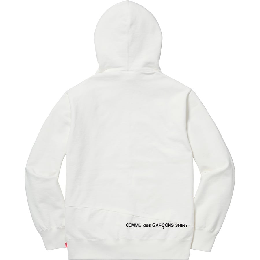 Details on Supreme Comme des Garçons SHIRT Split Box Logo Hooded Sweatshirt White from fall winter
                                                    2018 (Price is $178)