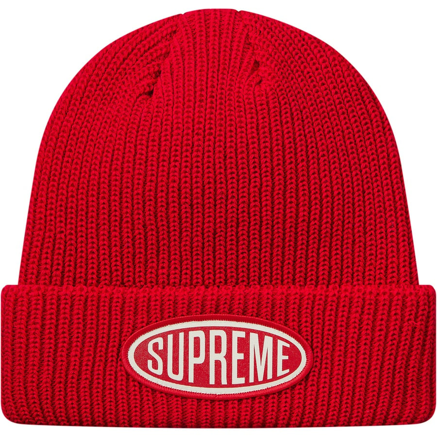 Details on Oval Patch Beanie Red from fall winter 2018 (Price is $36)
