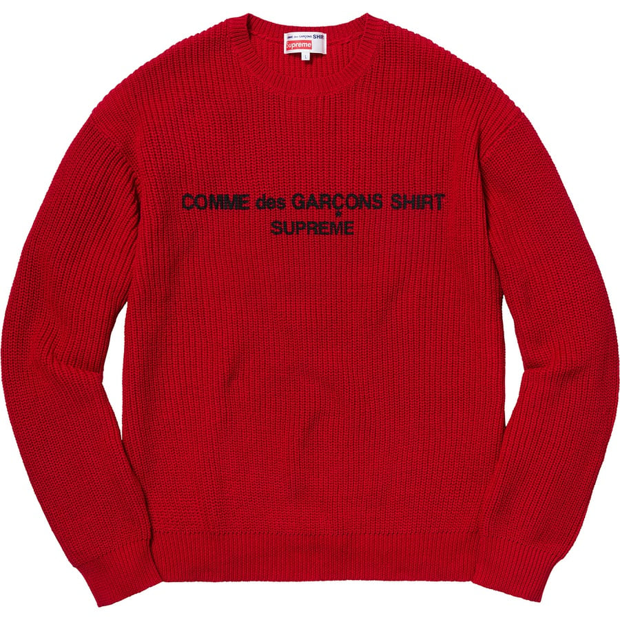 Details on Supreme Comme des Garçons SHIRT Sweater Red from fall winter 2018 (Price is $188)