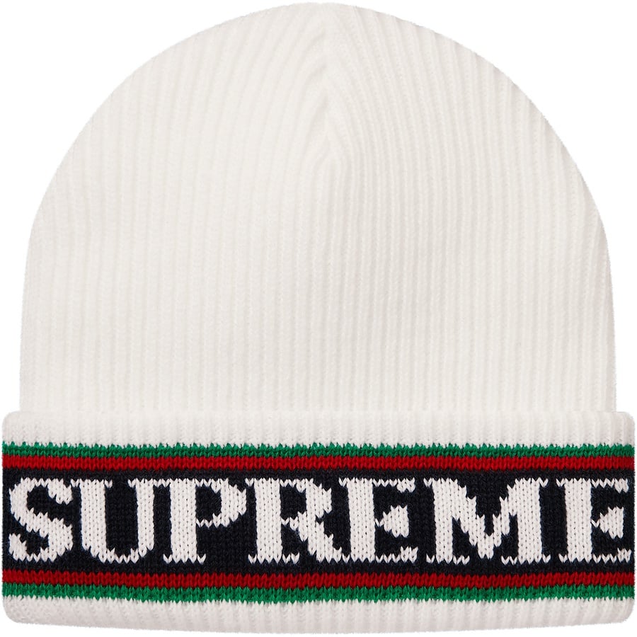 Details on Cuff Logo Beanie White from fall winter 2018 (Price is $32)