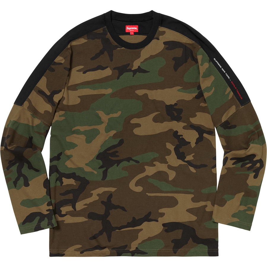 Details on Paneled L S Top Woodland Camo from fall winter 2018 (Price is $88)