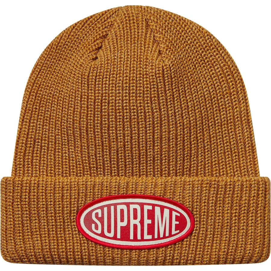 Details on Oval Patch Beanie Gold from fall winter
                                                    2018 (Price is $36)