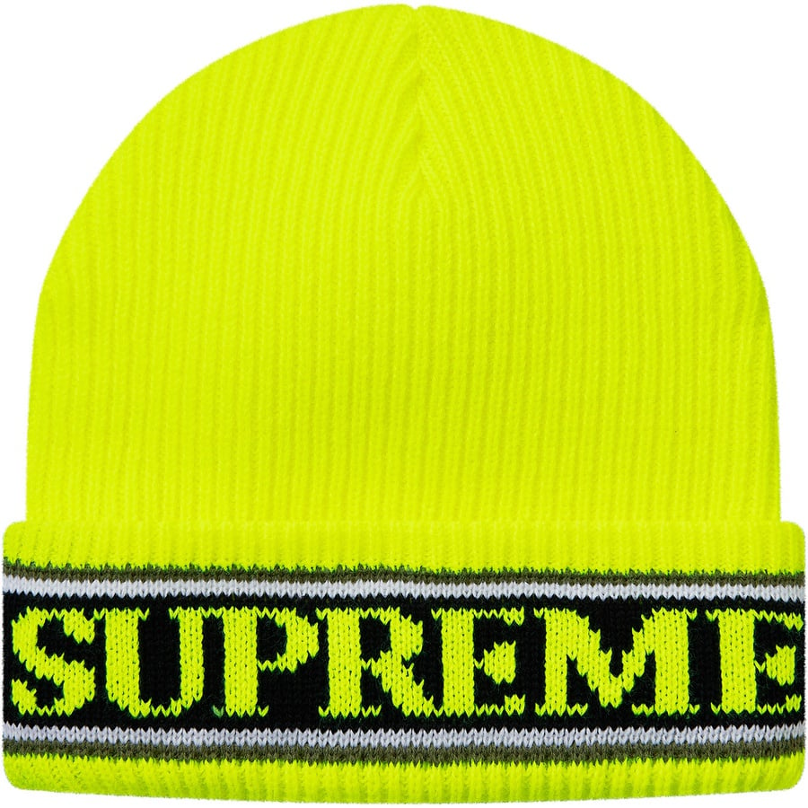 Details on Cuff Logo Beanie Fluorescent Yellow from fall winter
                                                    2018 (Price is $32)