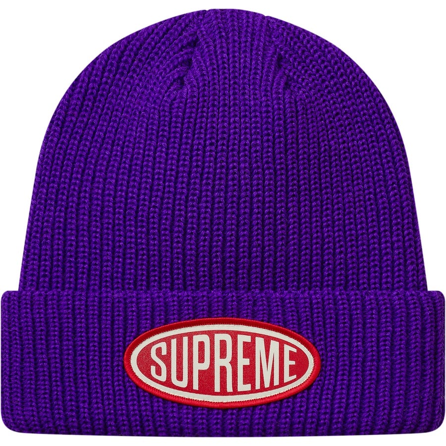 Details on Oval Patch Beanie Purple from fall winter
                                                    2018 (Price is $36)