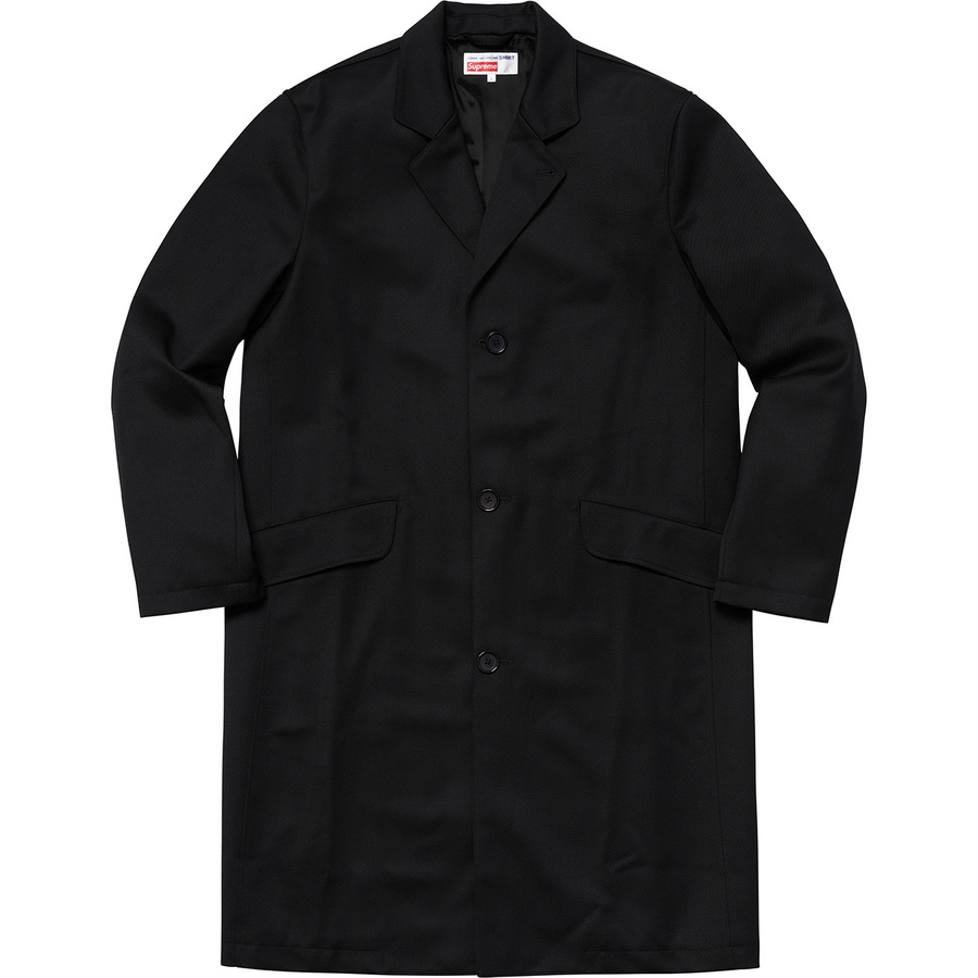 Details on Supreme Comme des Garçons SHIRT Wool Overcoat Black from fall winter
                                                    2018 (Price is $698)