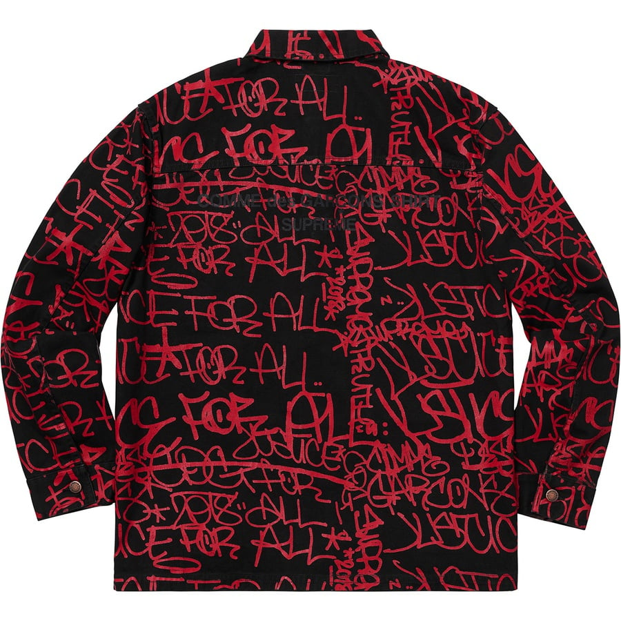 Details on Supreme Comme des Garçons SHIRT Printed Canvas Chore Coat Black from fall winter
                                                    2018 (Price is $298)