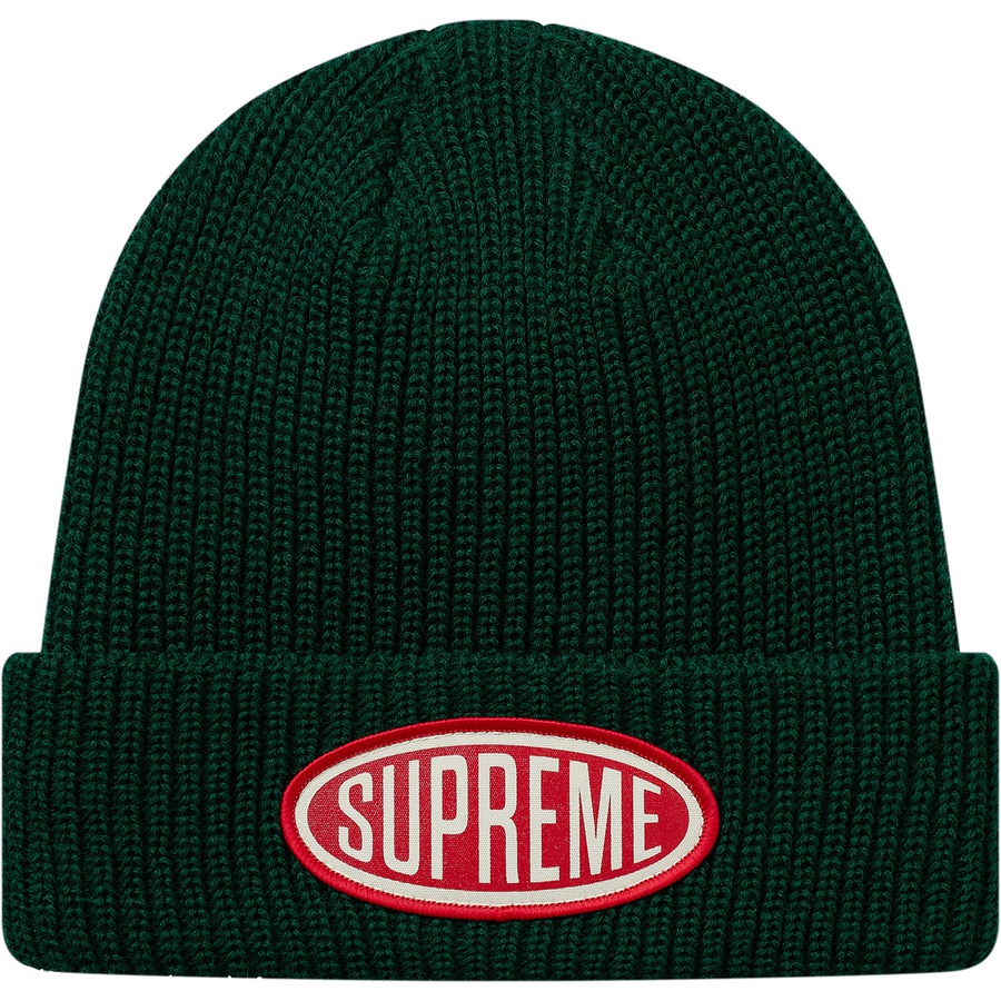 Details on Oval Patch Beanie Green from fall winter 2018 (Price is $36)